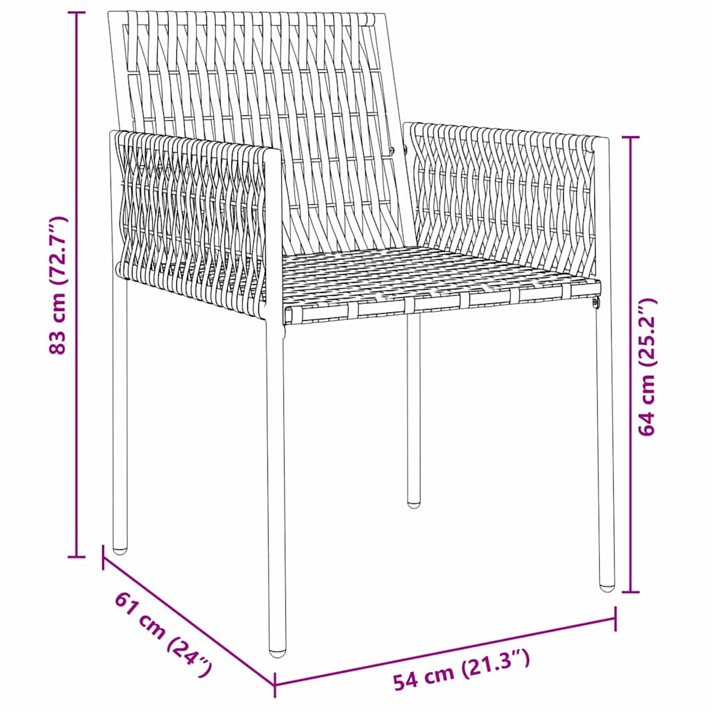 Σέτ φαγητού για κήπο 7 pcs Μαύρο και Γκρι Ράτα PE - Pakobazaar