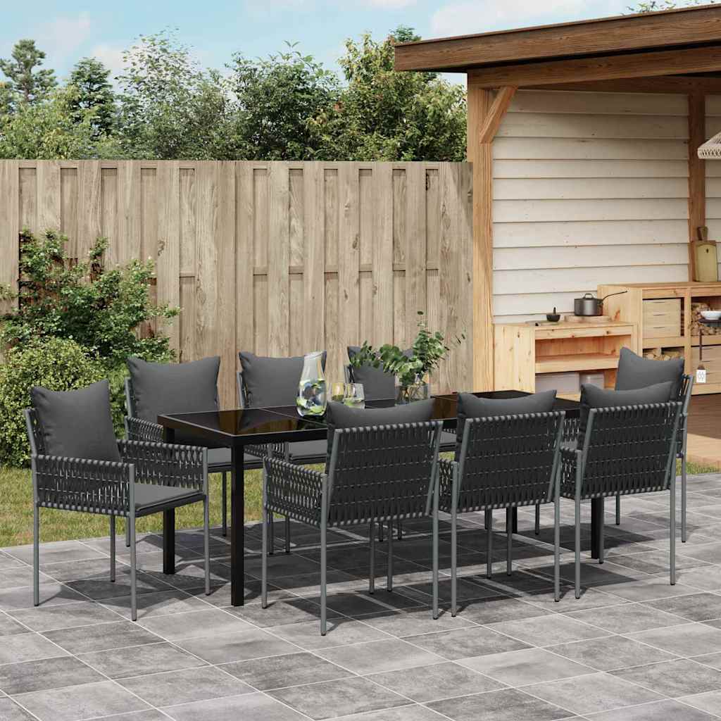 Σέτ φαγητού για κήπο 9 pcs Μαύρο και Γκρι Ράτα PE - Pakobazaar