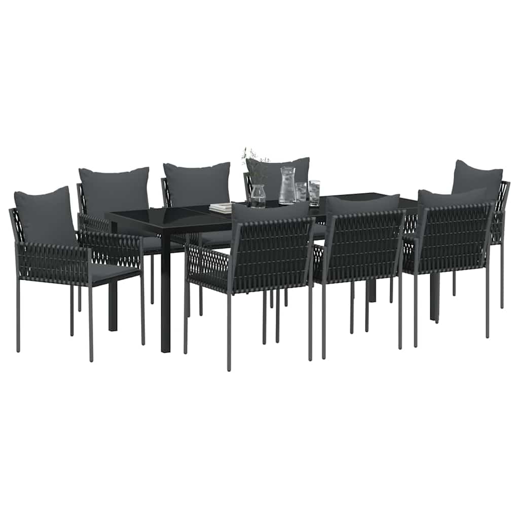 Σέτ φαγητού για κήπο 9 pcs Μαύρο και Γκρι Ράτα PE - Pakobazaar