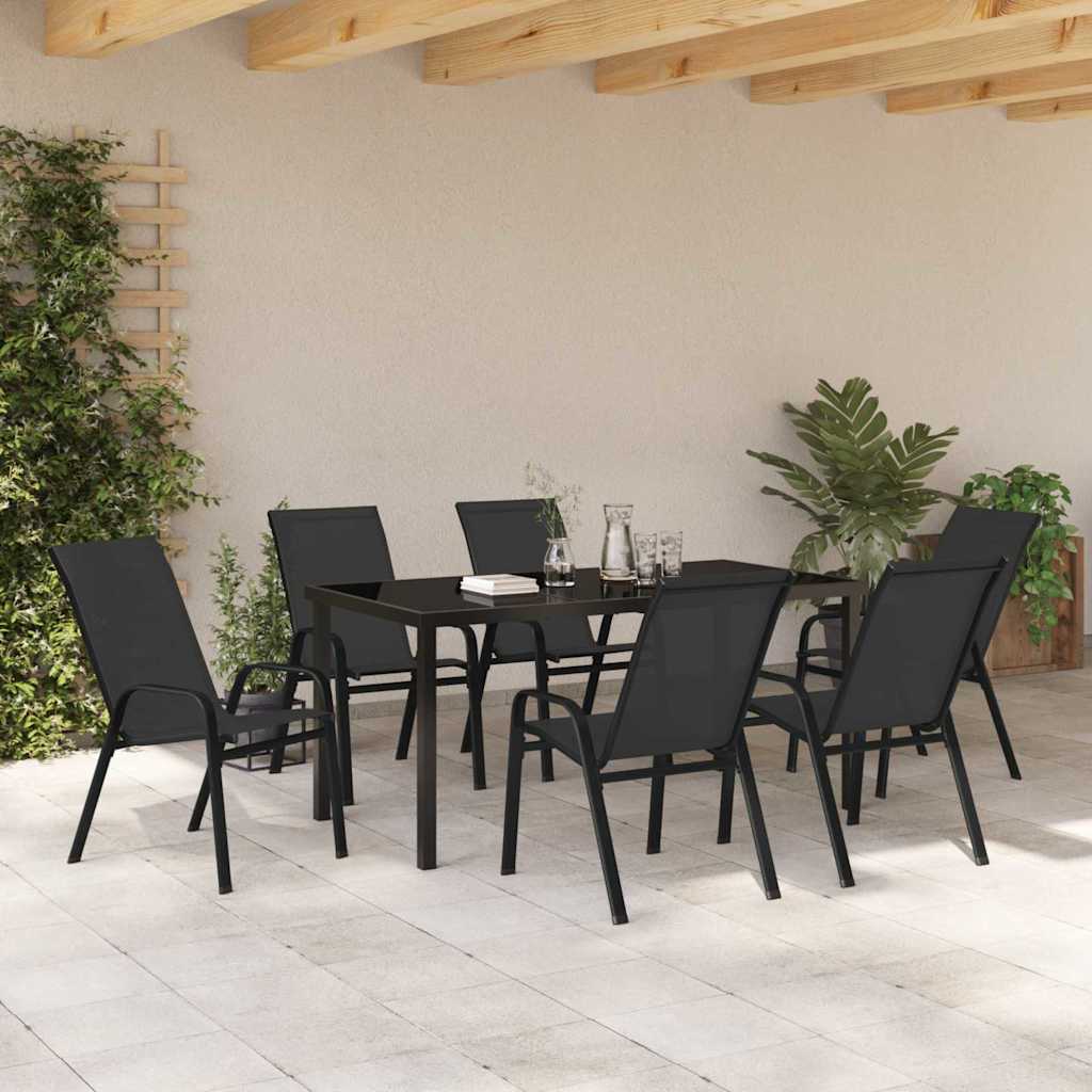 Σέτ φαγητού για κήπο 7 pcs Μαύρο Ατσάλι με Πούδρα - Pakobazaar