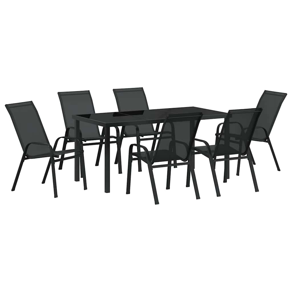 Σέτ φαγητού για κήπο 7 pcs Μαύρο Ατσάλι με Πούδρα - Pakobazaar
