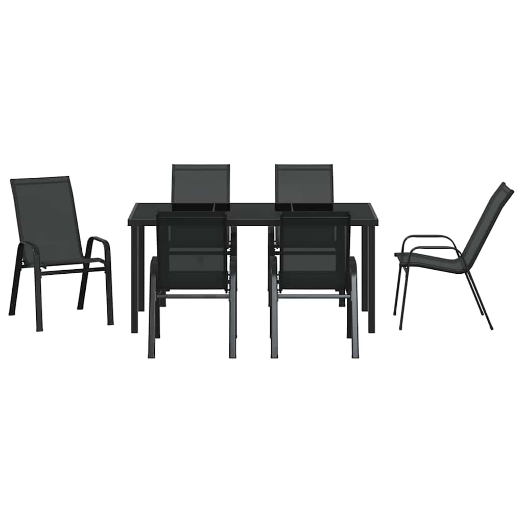 Σέτ φαγητού για κήπο 7 pcs Μαύρο Ατσάλι με Πούδρα - Pakobazaar