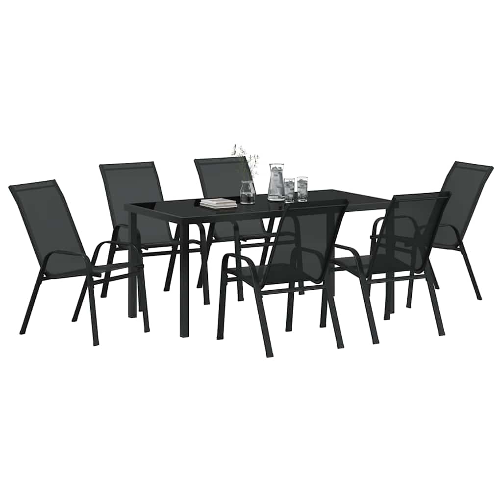 Σέτ φαγητού για κήπο 7 pcs Μαύρο Ατσάλι με Πούδρα - Pakobazaar