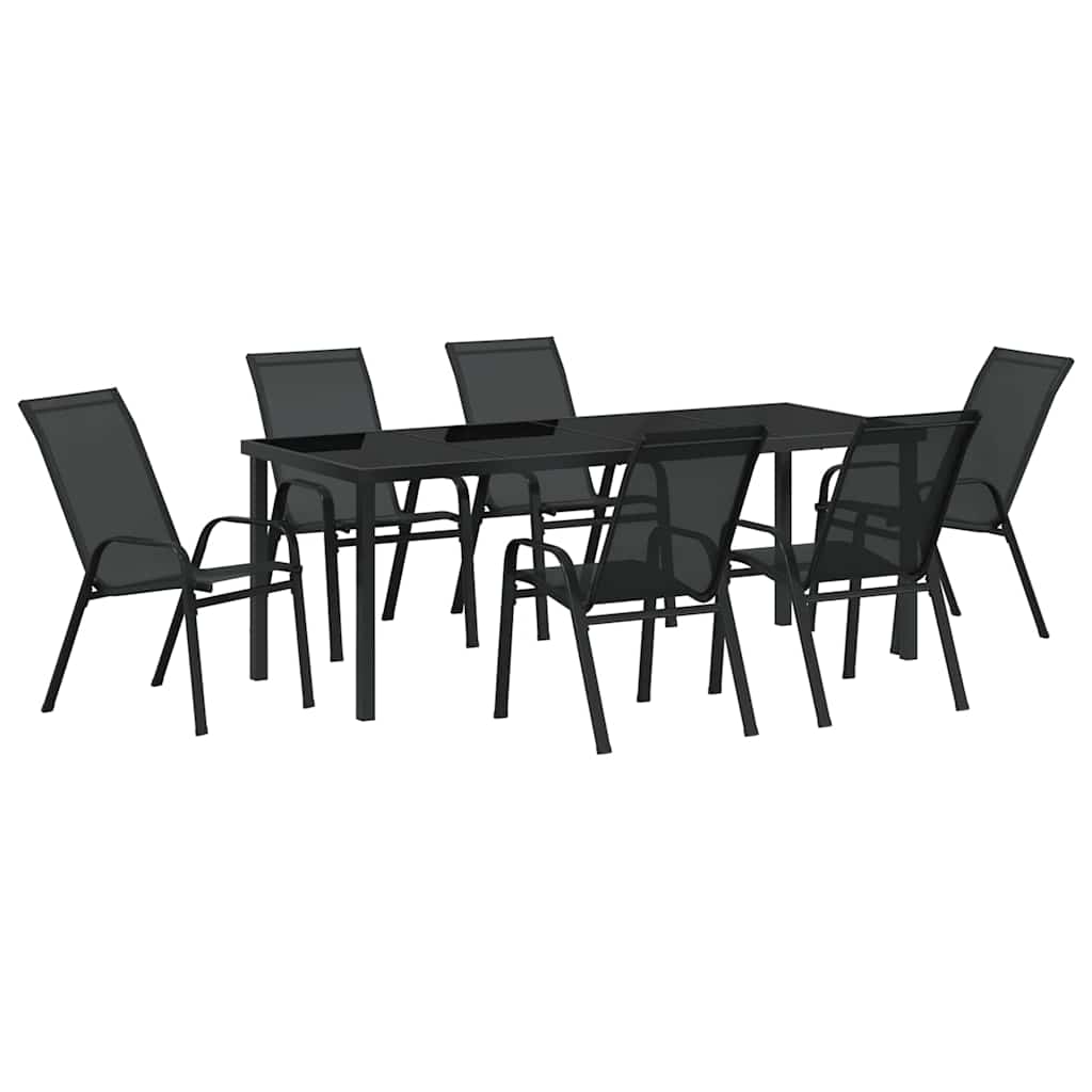 Σέτ φαγητού για κήπο 7 pcs Μαύρο Ατσάλι με Πούδρα - Pakobazaar