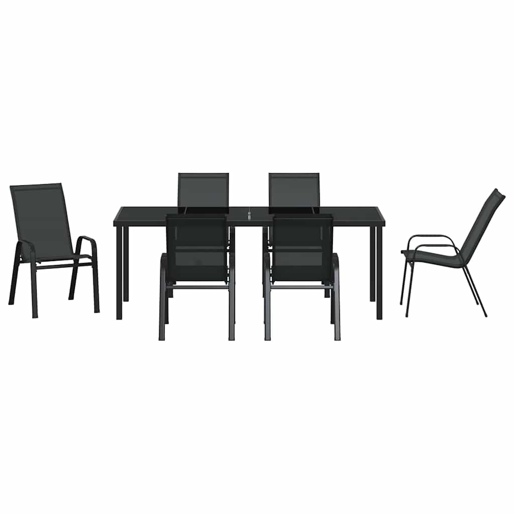 Σέτ φαγητού για κήπο 7 pcs Μαύρο Ατσάλι με Πούδρα - Pakobazaar