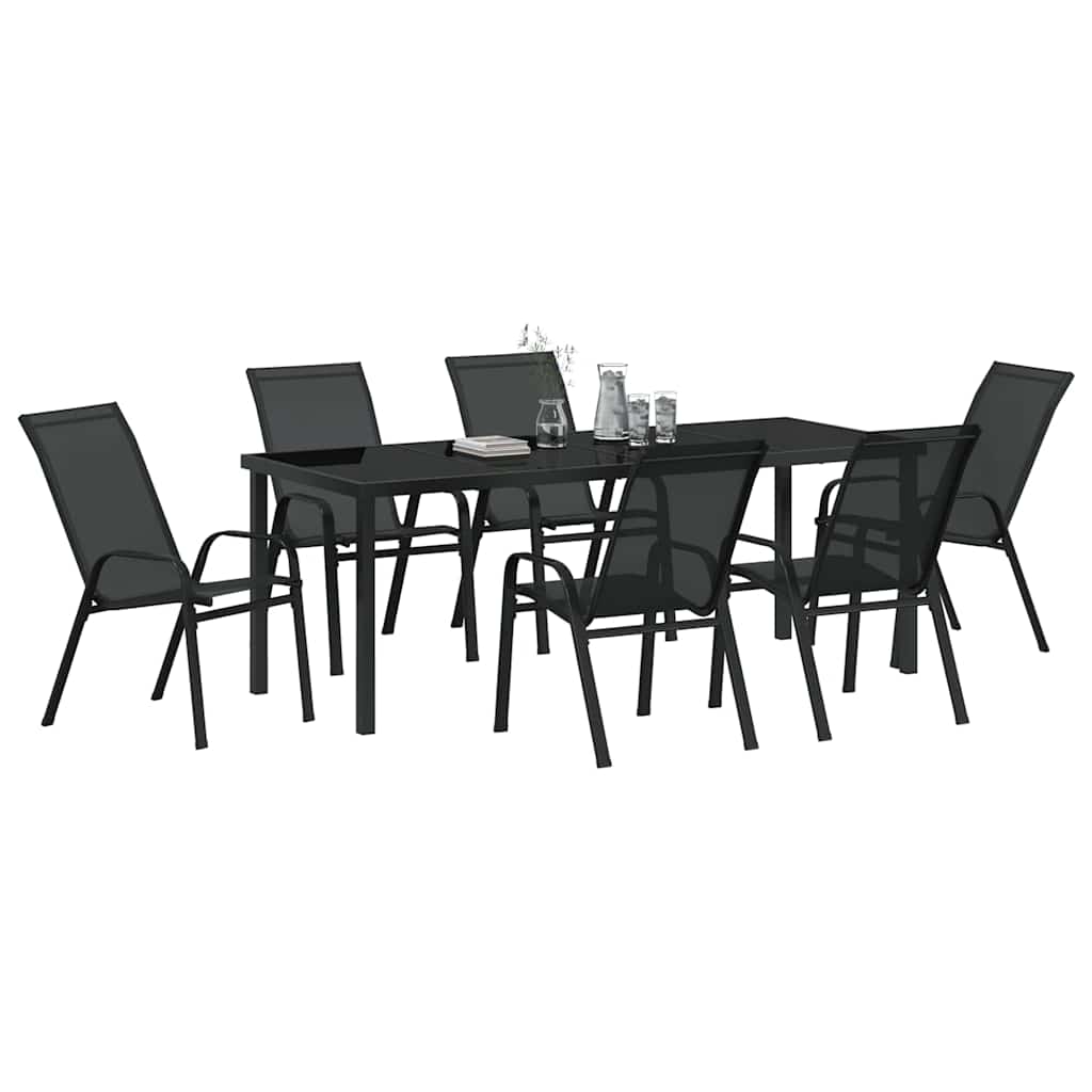 Σέτ φαγητού για κήπο 7 pcs Μαύρο Ατσάλι με Πούδρα - Pakobazaar