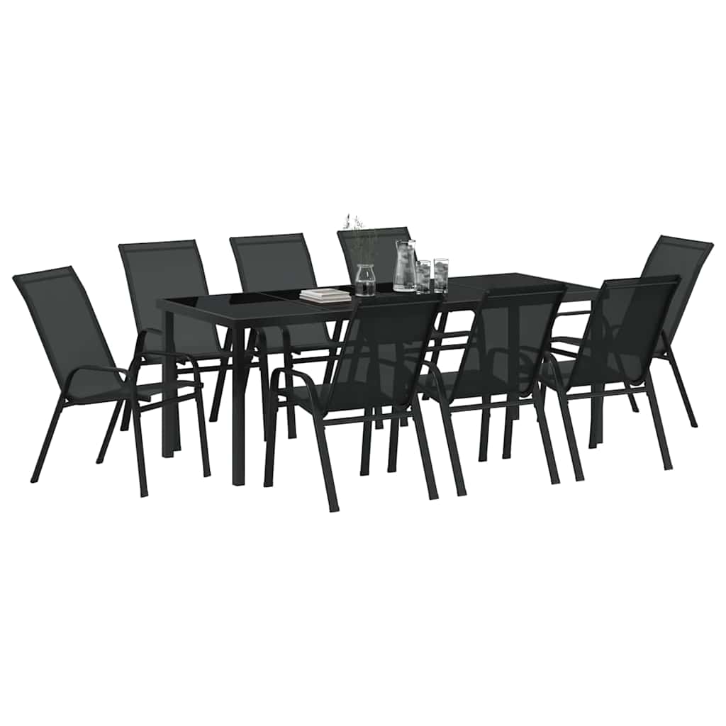 Σέτ φαγητού για κήπο 9 pcs Μαύρο Ατσάλι με Πούδρα - Pakobazaar