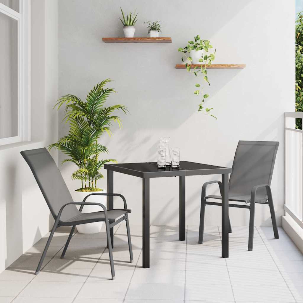 Σέτ φαγητού για κήπο 3 pcs Γκρι και Μαύρο Ατσάλι με Πούδρα - Pakobazaar