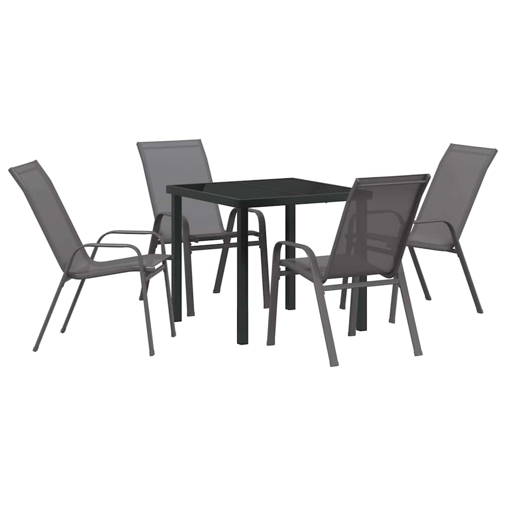 Σέτ φαγητού για κήπο 5 pcs Γκρι και Μαύρο Ατσάλι με Πούδρα - Pakobazaar
