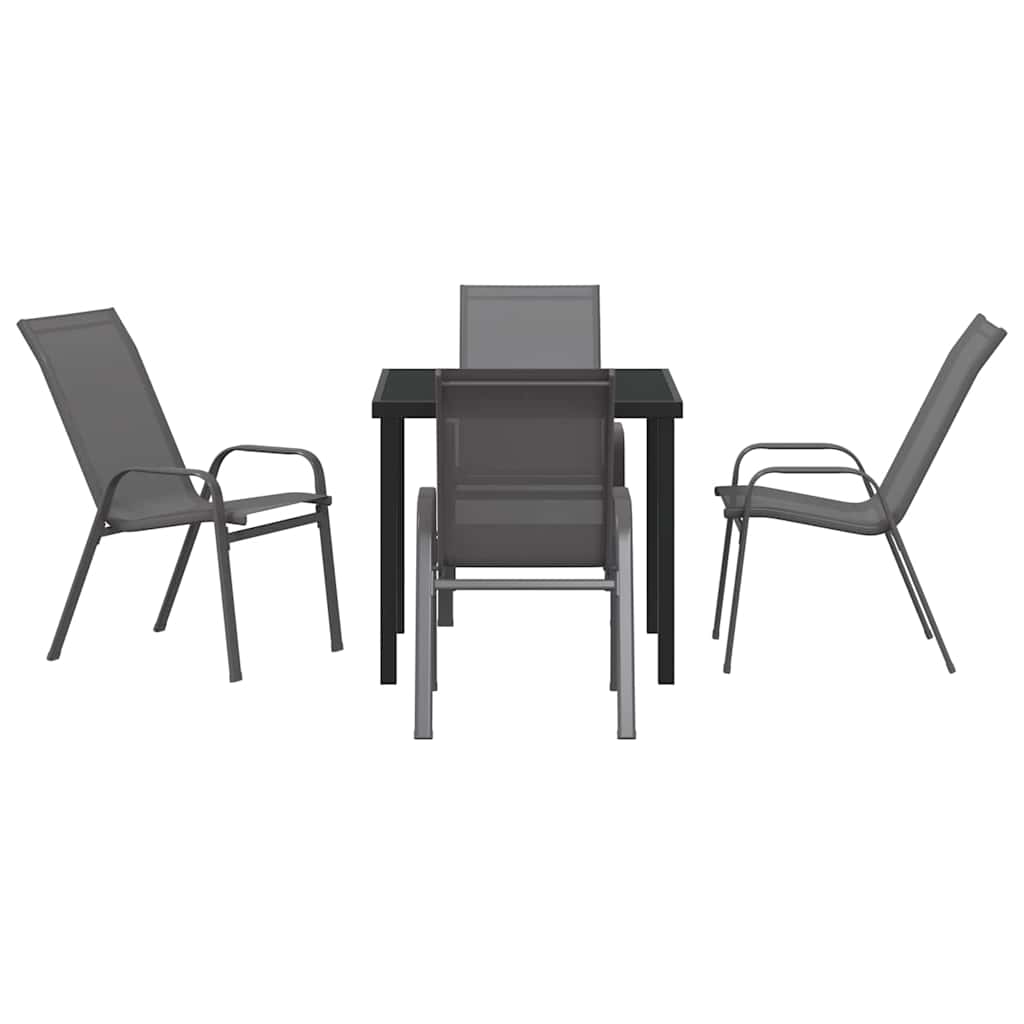 Σέτ φαγητού για κήπο 5 pcs Γκρι και Μαύρο Ατσάλι με Πούδρα - Pakobazaar
