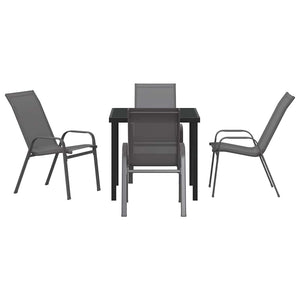 Σέτ φαγητού για κήπο 5 pcs Γκρι και Μαύρο Ατσάλι με Πούδρα - Pakobazaar