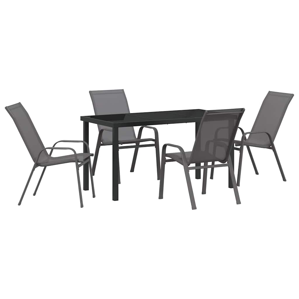 Σέτ φαγητού για κήπο 5 pcs Γκρι και Μαύρο Ατσάλι με Πούδρα - Pakobazaar