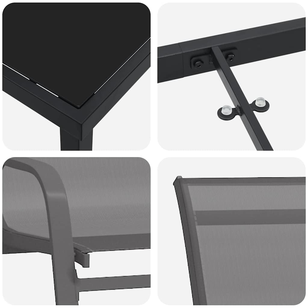 Σέτ φαγητού για κήπο 7 pcs Γκρι και Μαύρο Ατσάλι με Πούδρα - Pakobazaar