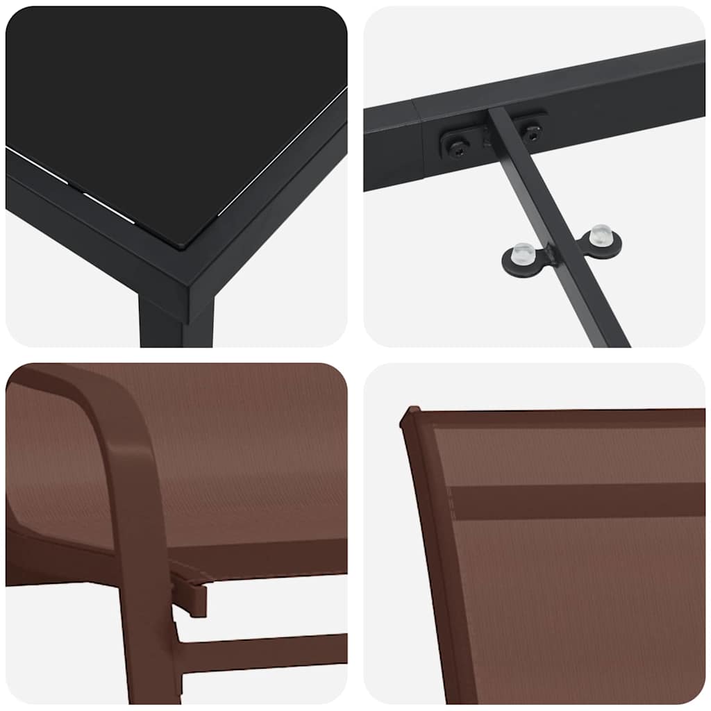 Σέτ φαγητού για κήπο 7 pcs Καφέ και Μαύρο Ατσάλι με Πούδρα - Pakobazaar