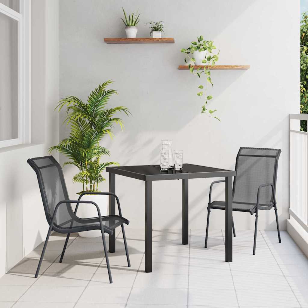 Σέτ φαγητού για κήπο 3 pcs Μαύρο Χάλυβας με επίστρωση πούδρας