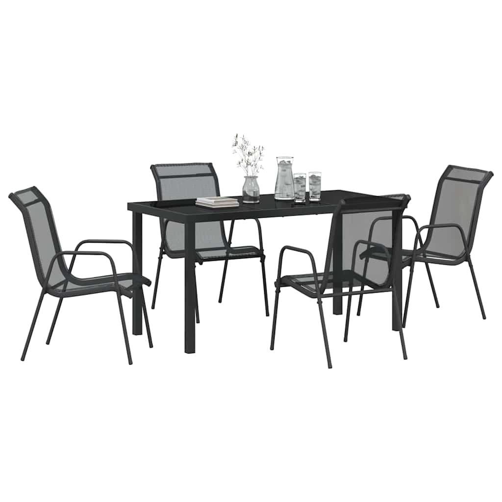 Σέτ φαγητού για κήπο 5 pcs Μαύρο Χάλυβας με επίστρωση πούδρας - Pakobazaar
