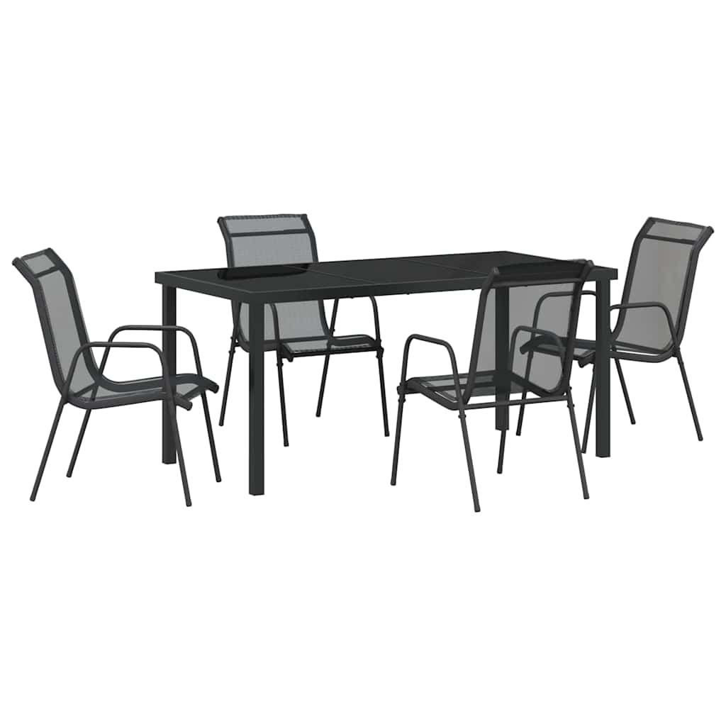 Σέτ φαγητού για κήπο 5 pcs Μαύρο Χάλυβας με επίστρωση πούδρας - Pakobazaar