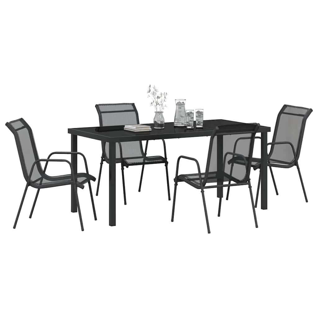 Σέτ φαγητού για κήπο 5 pcs Μαύρο Χάλυβας με επίστρωση πούδρας - Pakobazaar