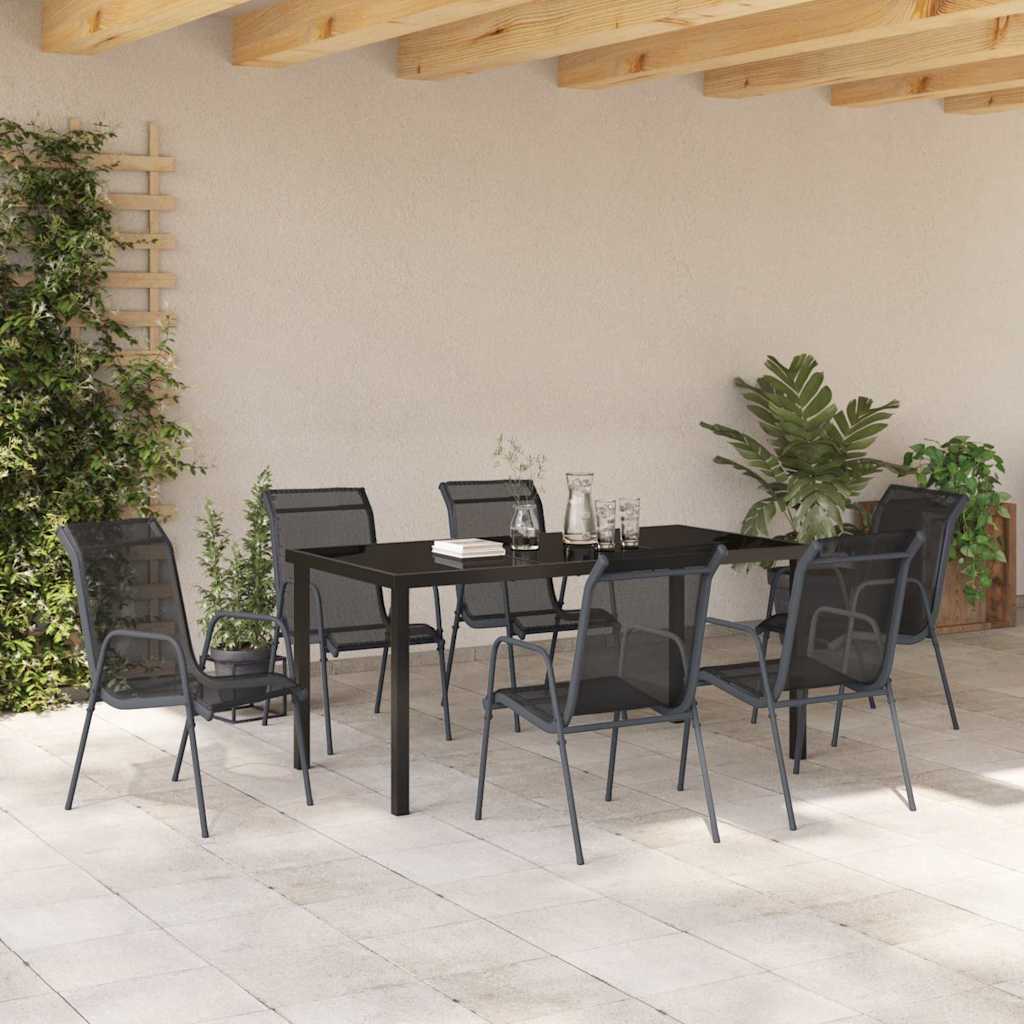 Σέτ φαγητού για κήπο 7 pcs Μαύρο Χάλυβας με επίστρωση πούδρας - Pakobazaar