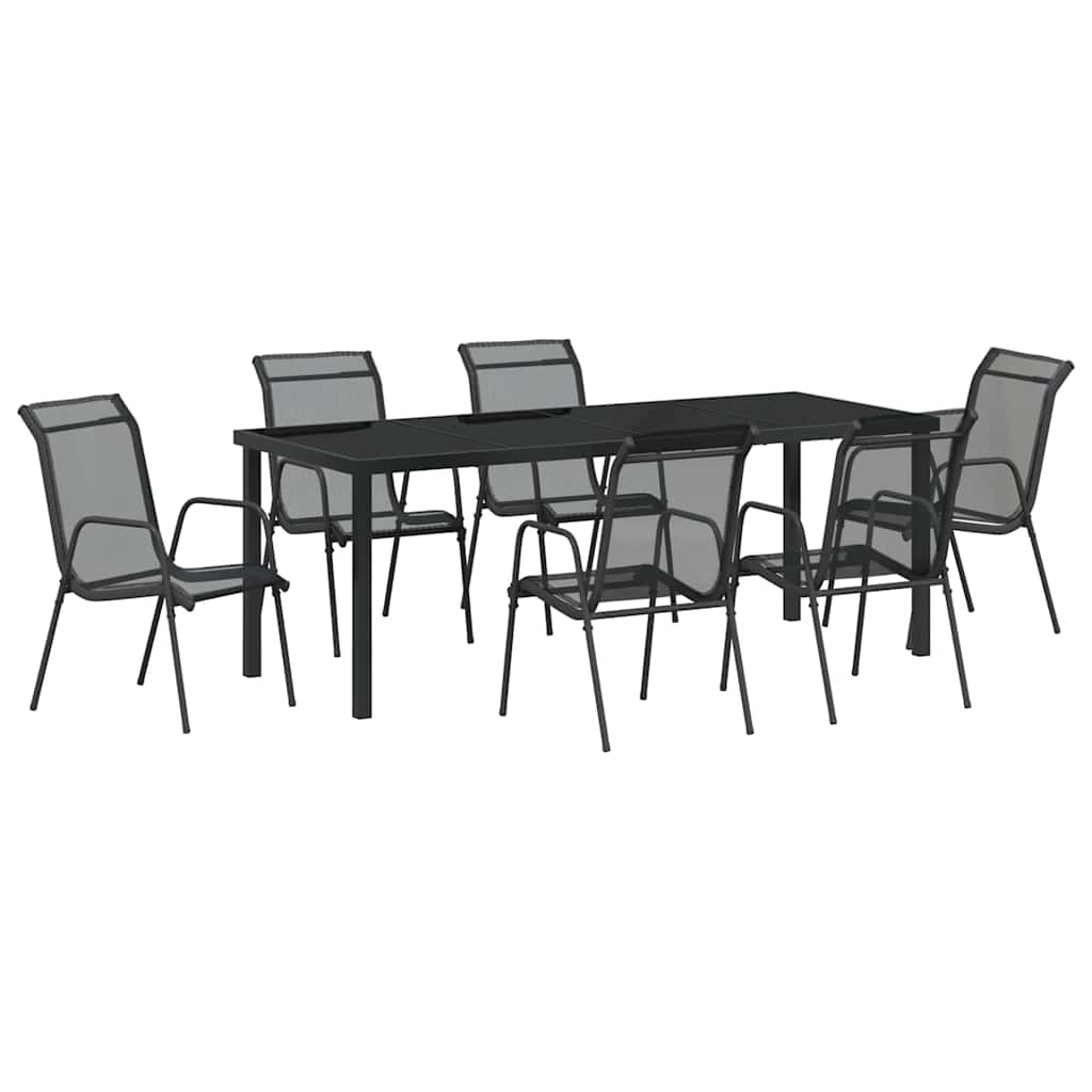 Σέτ φαγητού για κήπο 7 pcs Μαύρο Χάλυβας με επίστρωση πούδρας - Pakobazaar