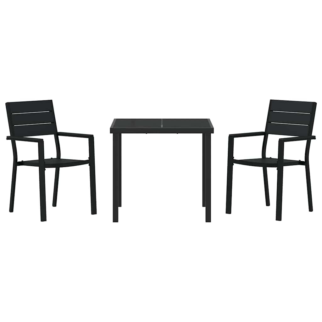 Σέτ φαγητού για κήπο 3 pcs Μαύρο Χάλυβας με επίστρωση πούδρας - Pakobazaar