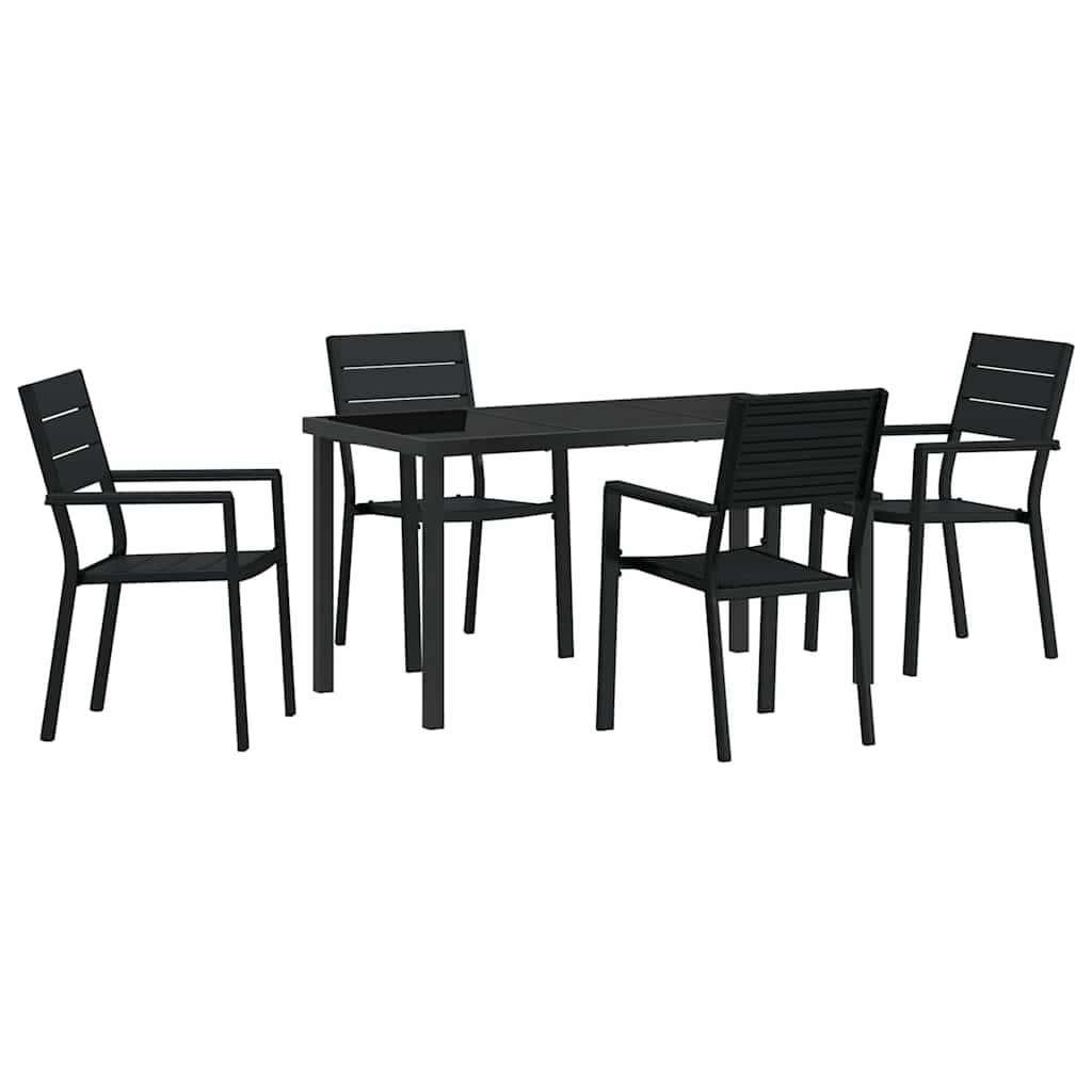 Σέτ φαγητού για κήπο 5 pcs Μαύρο Χάλυβας με επίστρωση πούδρας - Pakobazaar
