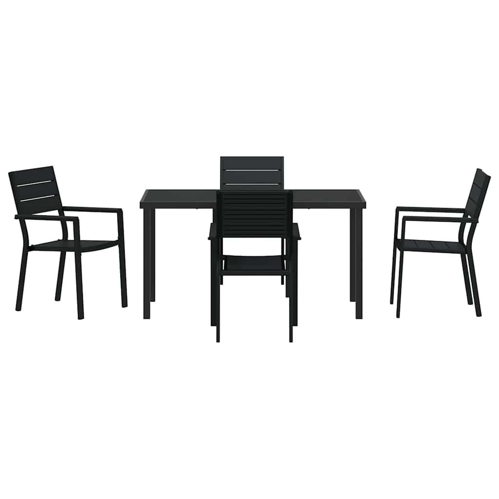 Σέτ φαγητού για κήπο 5 pcs Μαύρο Χάλυβας με επίστρωση πούδρας - Pakobazaar