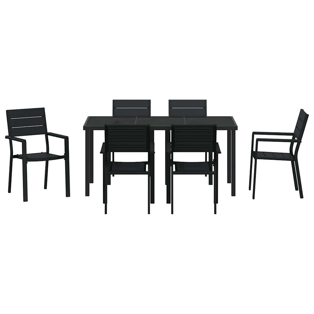 Σέτ φαγητού για κήπο 7 pcs Μαύρο Χάλυβας με επίστρωση πούδρας - Pakobazaar