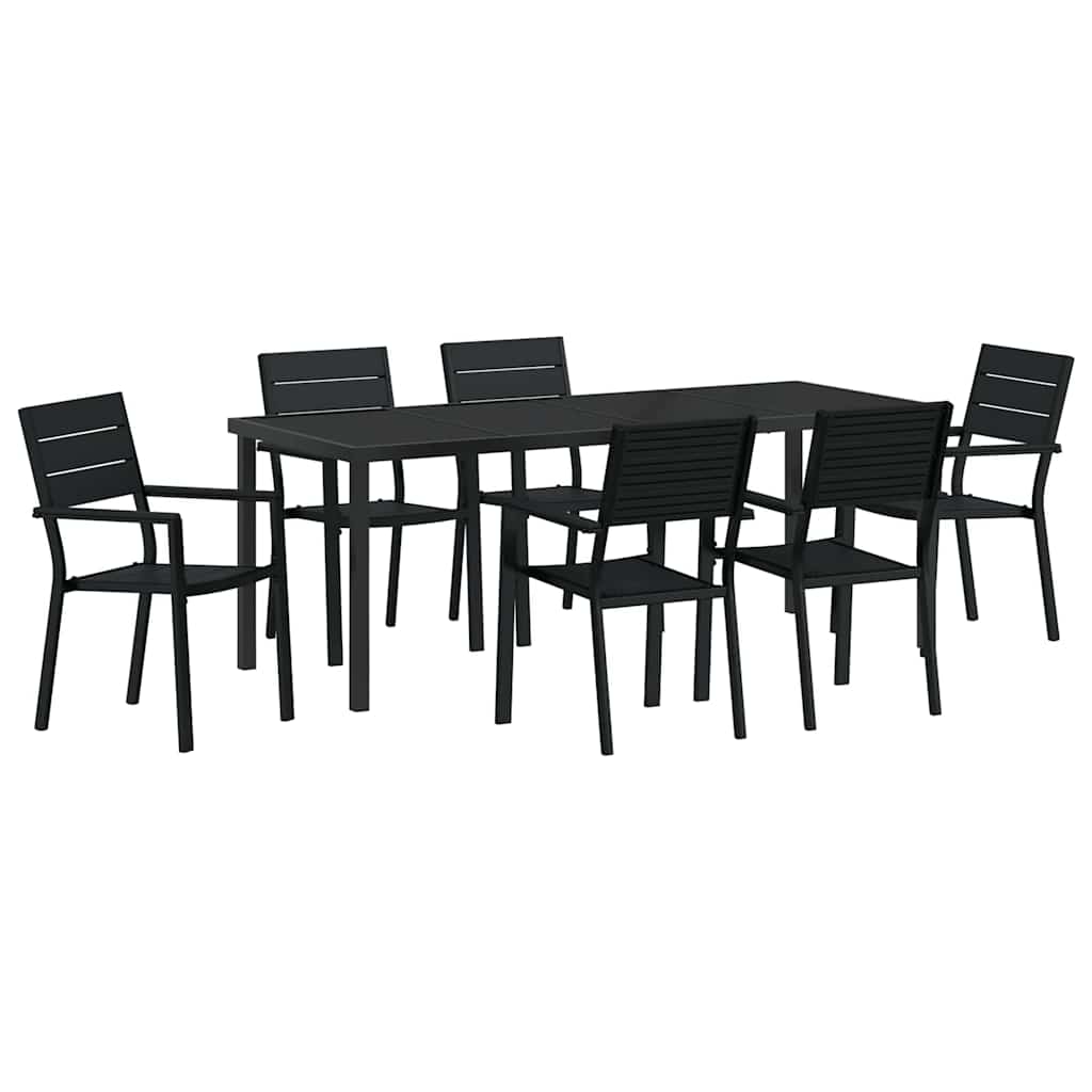 Σέτ φαγητού για κήπο 7 pcs Μαύρο Χάλυβας με επίστρωση πούδρας - Pakobazaar