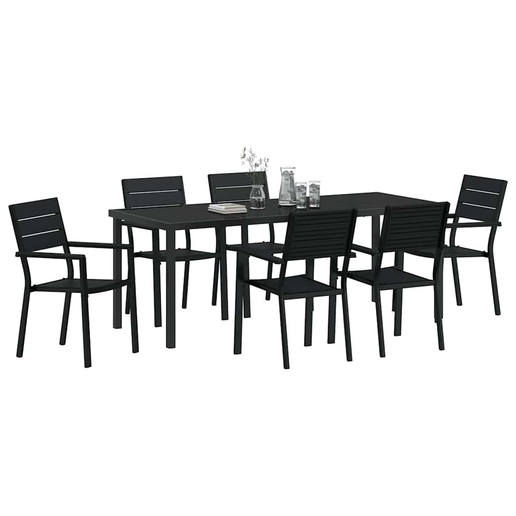 Σέτ φαγητού για κήπο 7 pcs Μαύρο Χάλυβας με επίστρωση πούδρας - Pakobazaar