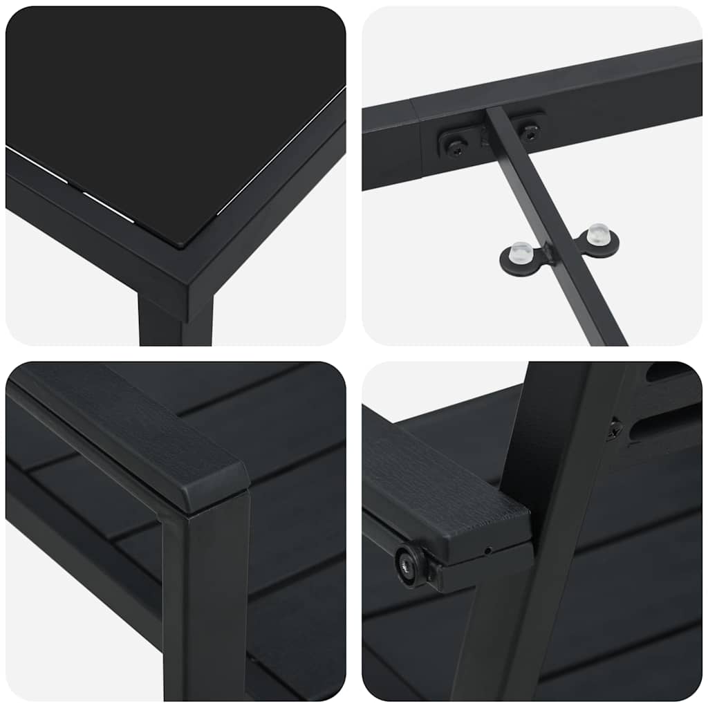 Σέτ φαγητού για κήπο 9 pcs Μαύρο Χάλυβας με επίστρωση πούδρας - Pakobazaar