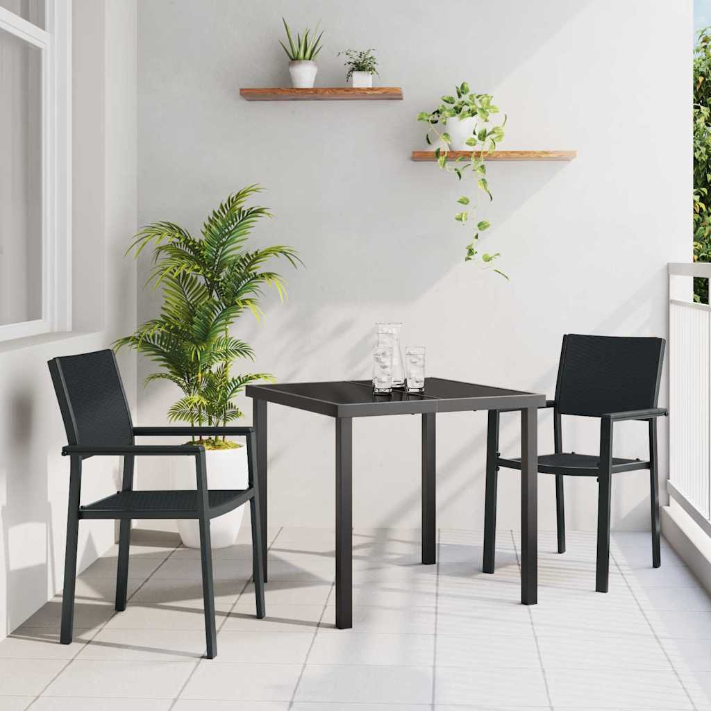Σέτ φαγητού για κήπο 3 pcs Μαύρο Χάλυβας με επίστρωση πούδρας - Pakobazaar