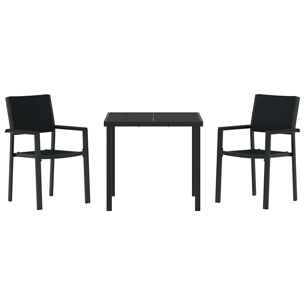 Σέτ φαγητού για κήπο 3 pcs Μαύρο Χάλυβας με επίστρωση πούδρας - Pakobazaar