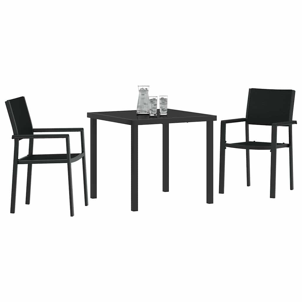 Σέτ φαγητού για κήπο 3 pcs Μαύρο Χάλυβας με επίστρωση πούδρας - Pakobazaar