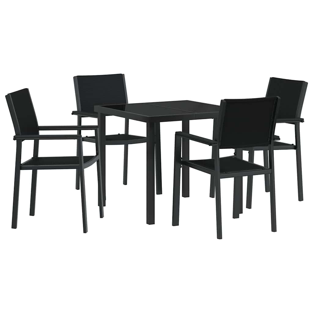 Σέτ φαγητού για κήπο 5 pcs Μαύρο Χάλυβας με επίστρωση πούδρας - Pakobazaar