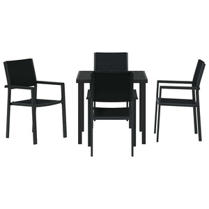 Σέτ φαγητού για κήπο 5 pcs Μαύρο Χάλυβας με επίστρωση πούδρας - Pakobazaar