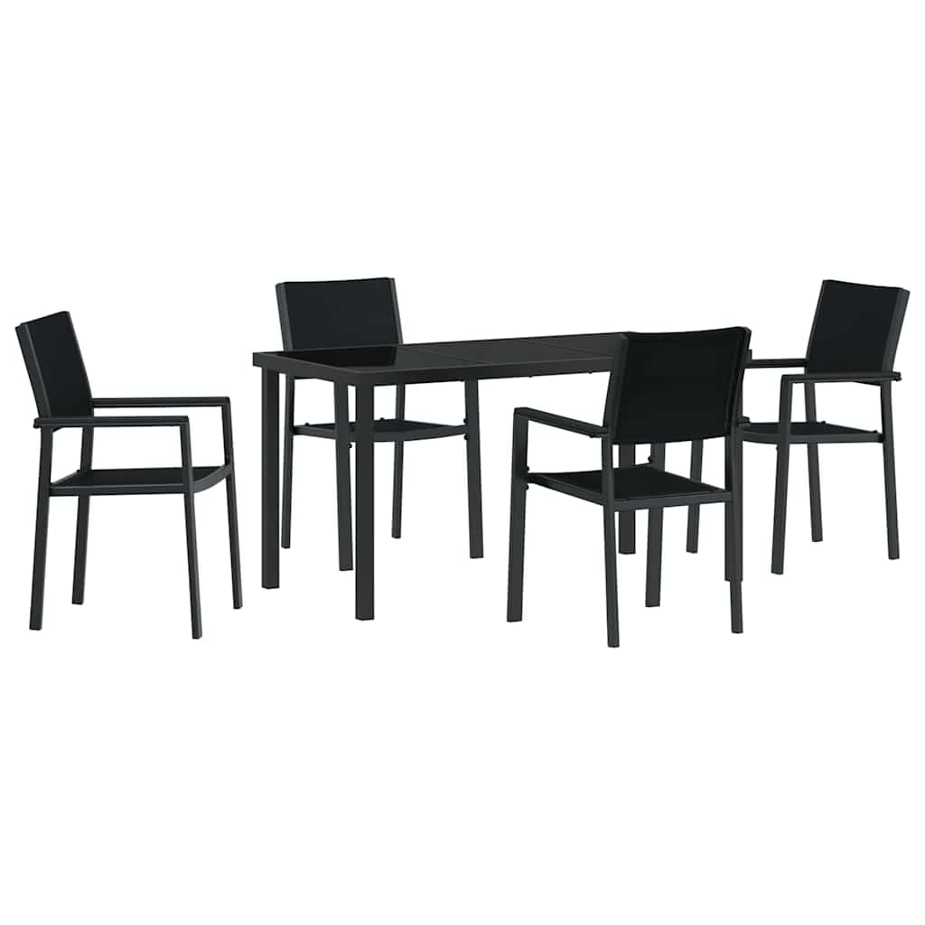 Σέτ φαγητού για κήπο 5 pcs Μαύρο Χάλυβας με επίστρωση πούδρας - Pakobazaar