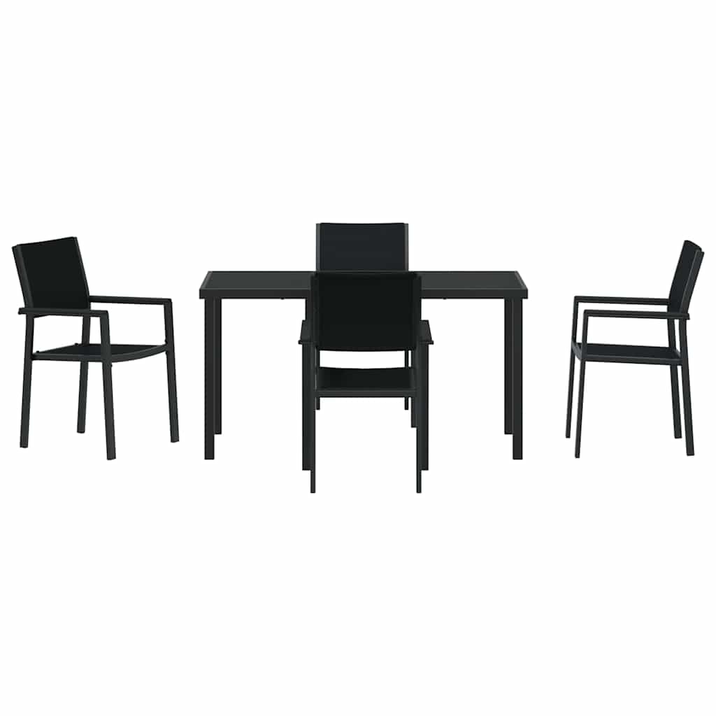 Σέτ φαγητού για κήπο 5 pcs Μαύρο Χάλυβας με επίστρωση πούδρας - Pakobazaar