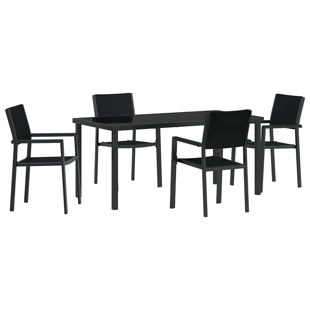 Σέτ φαγητού για κήπο 5 pcs Μαύρο Χάλυβας με επίστρωση πούδρας - Pakobazaar