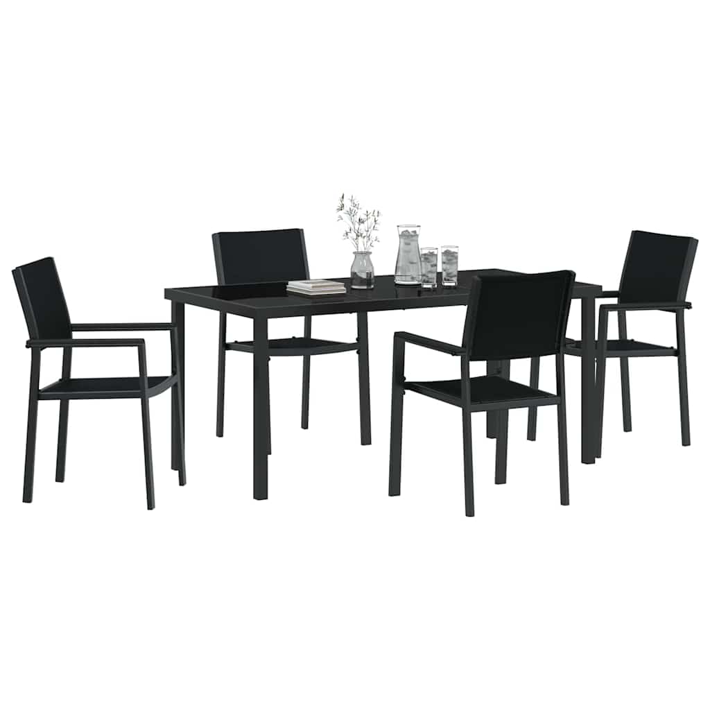 Σέτ φαγητού για κήπο 5 pcs Μαύρο Χάλυβας με επίστρωση πούδρας - Pakobazaar