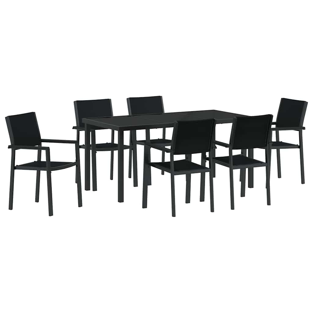 Σέτ φαγητού για κήπο 7 pcs Μαύρο Χάλυβας με επίστρωση πούδρας - Pakobazaar