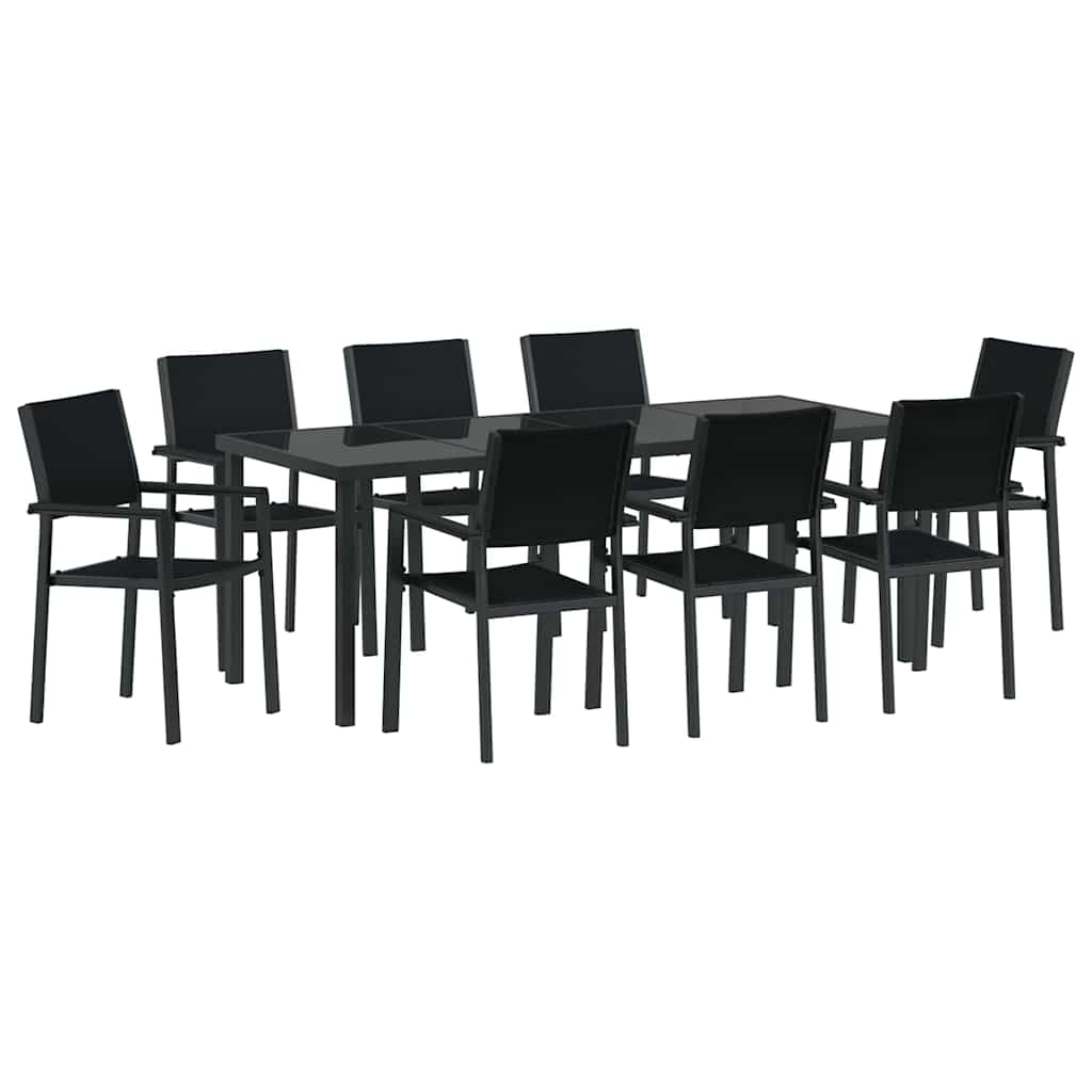 Σέτ φαγητού για κήπο 9 pcs Μαύρο Χάλυβας με επίστρωση πούδρας - Pakobazaar