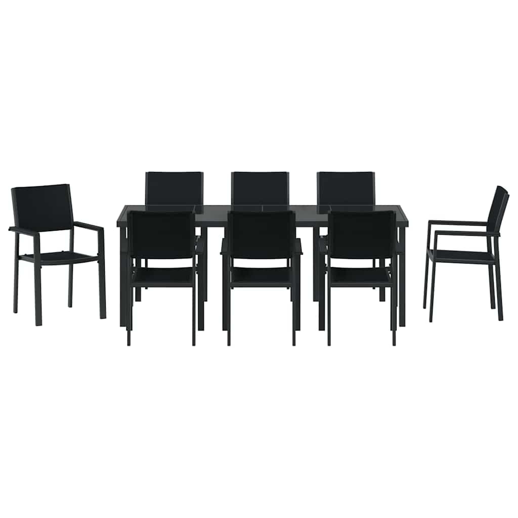 Σέτ φαγητού για κήπο 9 pcs Μαύρο Χάλυβας με επίστρωση πούδρας - Pakobazaar