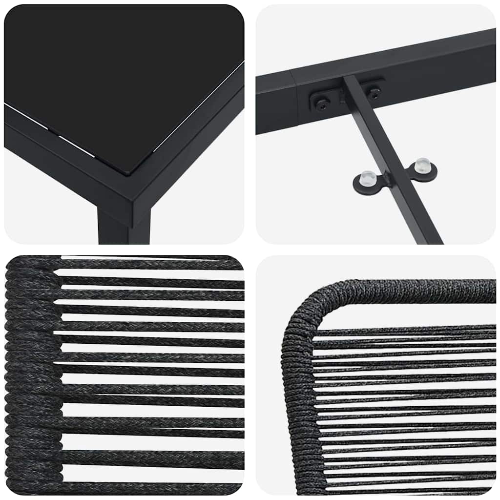 Σέτ φαγητού για κήπο 3 pcs Μαύρο Χάλυβας με επίστρωση πούδρας - Pakobazaar