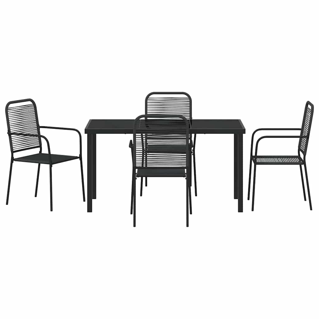Σέτ φαγητού για κήπο 5 pcs Μαύρο Χάλυβας με επίστρωση πούδρας - Pakobazaar