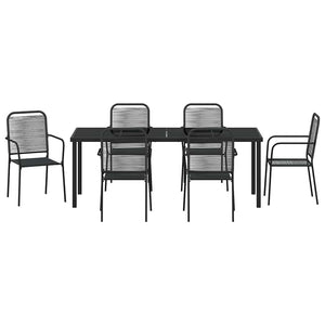 Σέτ φαγητού για κήπο 7 pcs Μαύρο Χάλυβας με επίστρωση πούδρας - Pakobazaar
