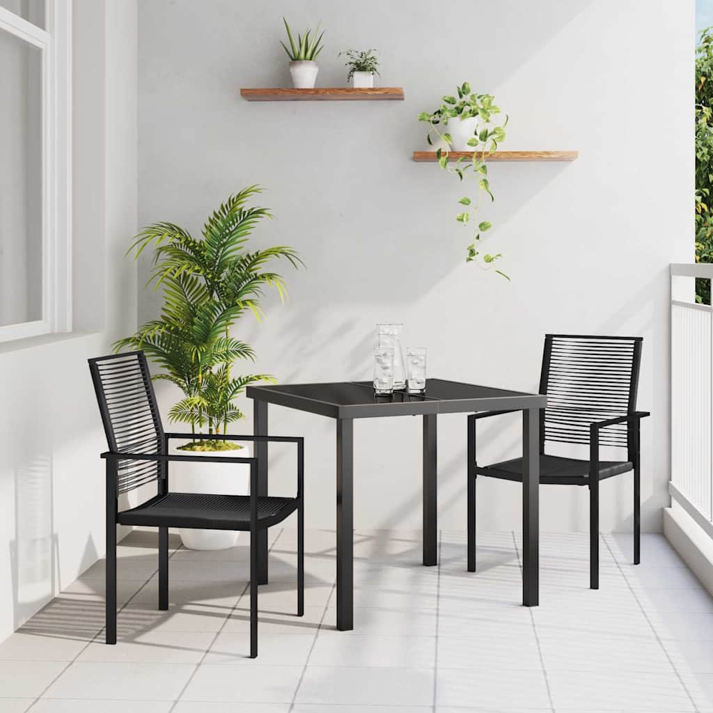 Σέτ φαγητού για κήπο 3 pcs Μαύρο Χάλυβας με επίστρωση πούδρας - Pakobazaar