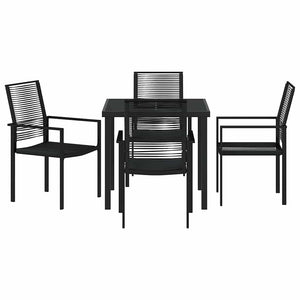 Σέτ φαγητού για κήπο 5 pcs Μαύρο Χάλυβας με επίστρωση πούδρας - Pakobazaar