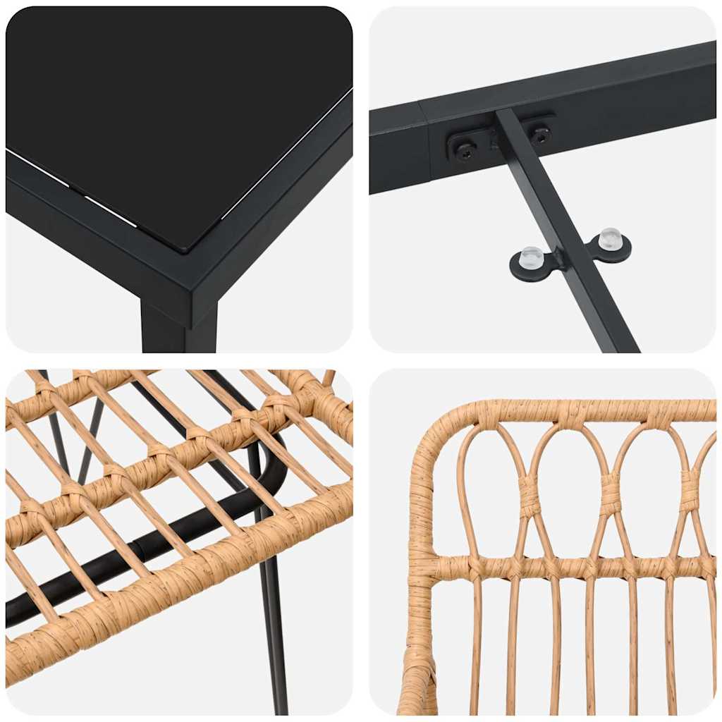 Σέτ φαγητού για κήπο 3 pcs Καφέ Χάλυβας με επίστρωση πούδρας - Pakobazaar