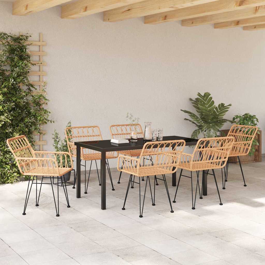 Σέτ φαγητού για κήπο 7 pcs Καφέ Χάλυβας με επίστρωση πούδρας - Pakobazaar